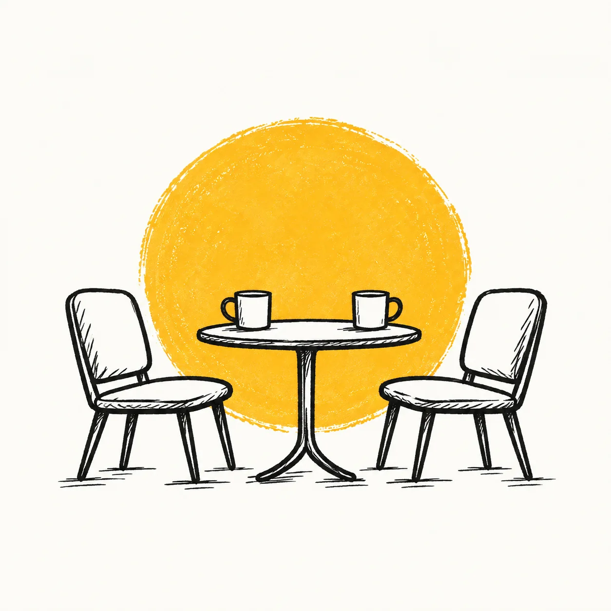 Two chairs with space for a conversation